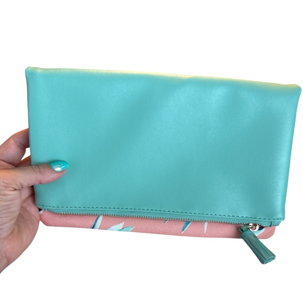 Rachel Pally Mint Pink Tropical Clutch Bag wristlet nwt zip closure organizer